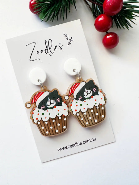 Kitty Cupcakes (Christmas) - Acrylic Dangles