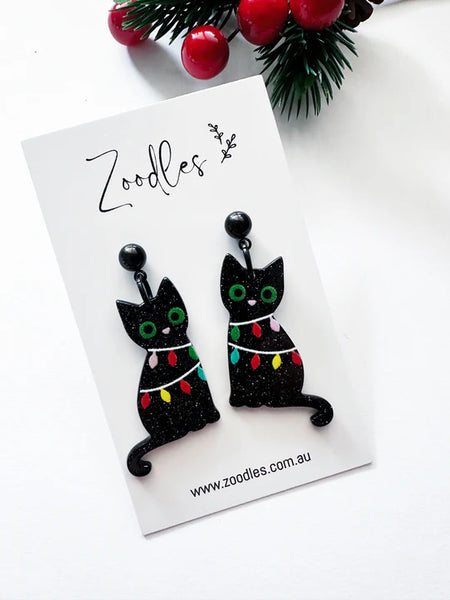 Cats in Lights Acrylic Dangly Earrings