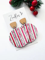 Christmas Stripe Wooden Dangle Earrings