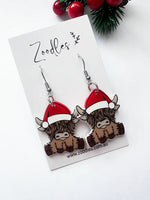 Highland Cow Acrylic Dangly Earrings