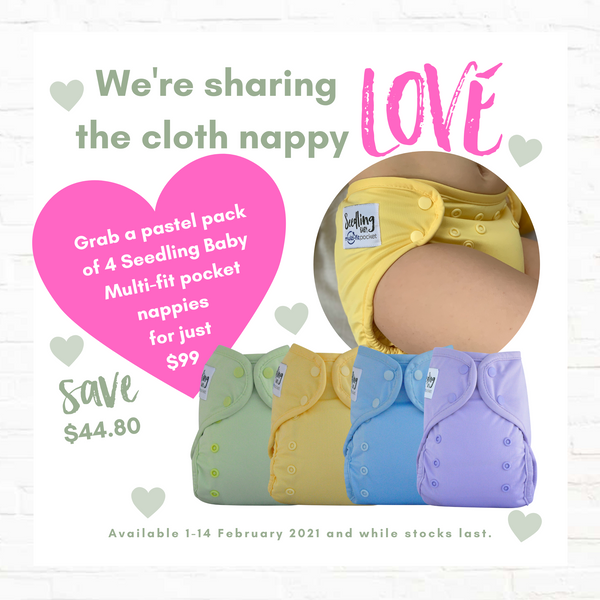 "Share the Love" 4 pack of Seedling Baby Nappies