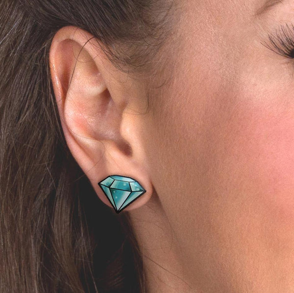 Azure Diamond Stud Earrings