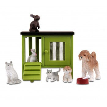 Lundby Pet Set - Dolls' house animals with hutch