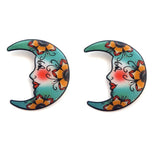 Painted Crescent Moon Earrings
